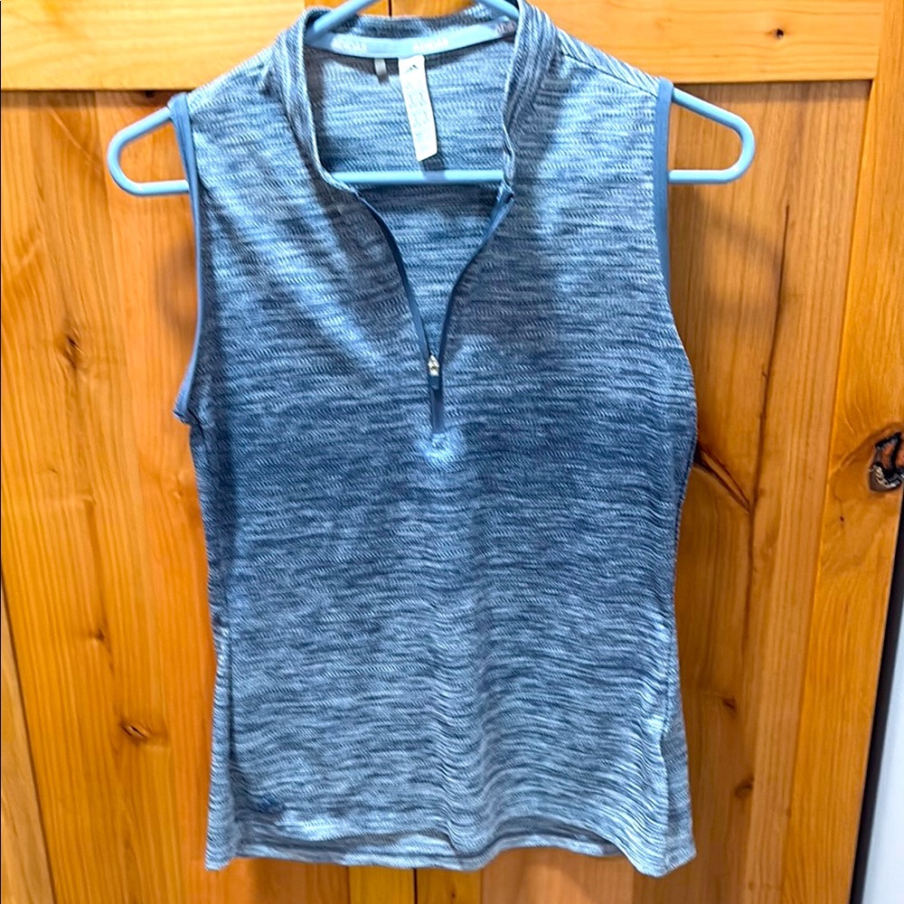 Adidas Blue Fitted Tank Top with 1/4 Zip